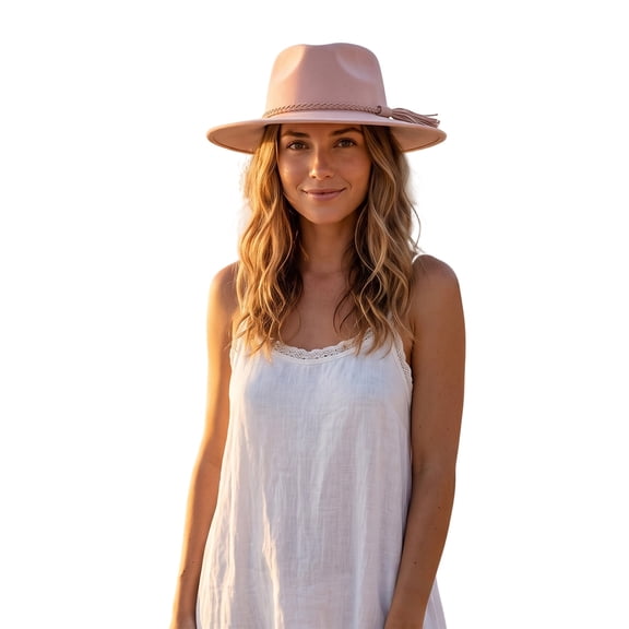 Unisex Suede Felt Wide‑Brim Fedora Hat Rope Band Retro Round Fashion Dress Hat Outdoor Travel Sun‑Shade Hat For Men Women