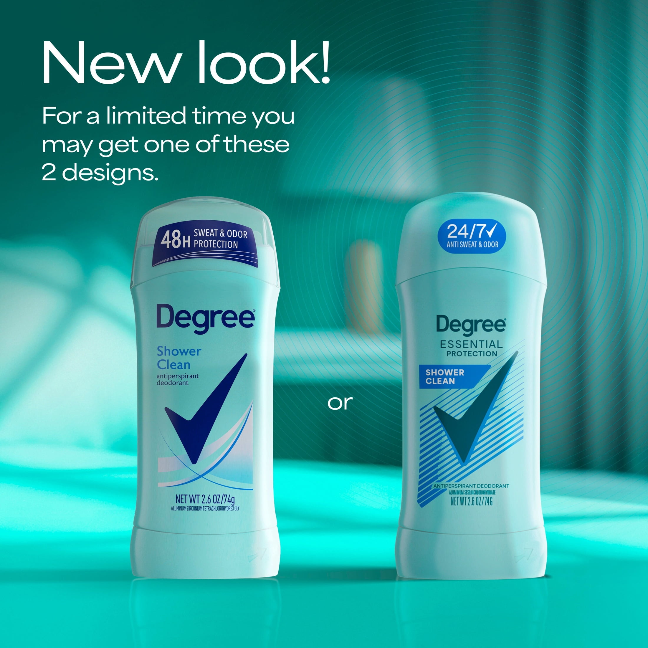 Degree Original Antiperspirant Deodorant 48-Hour Sweat & Odor Protection  Shower Clean Antiperspirant for Women,  2.6 oz Pack of 3