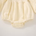 thumbnail image 5 of KPOPLK Preemie Newborn Baby Girl Clothes Fall Square Neck Onesies Solid Bubble Romper Infant Winter Outfits Jumpsuit(12-18 Months,Beige), 5 of 9