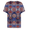 thumbnail image 4 of GEWSEY Womens Summer Tops Dressy Casual Button Notch V Neck T Shirts Short Sleeve Cotton Tee Blouse Tunic Petite Tshirt 2026 (Dark Blue, XXL), 4 of 5