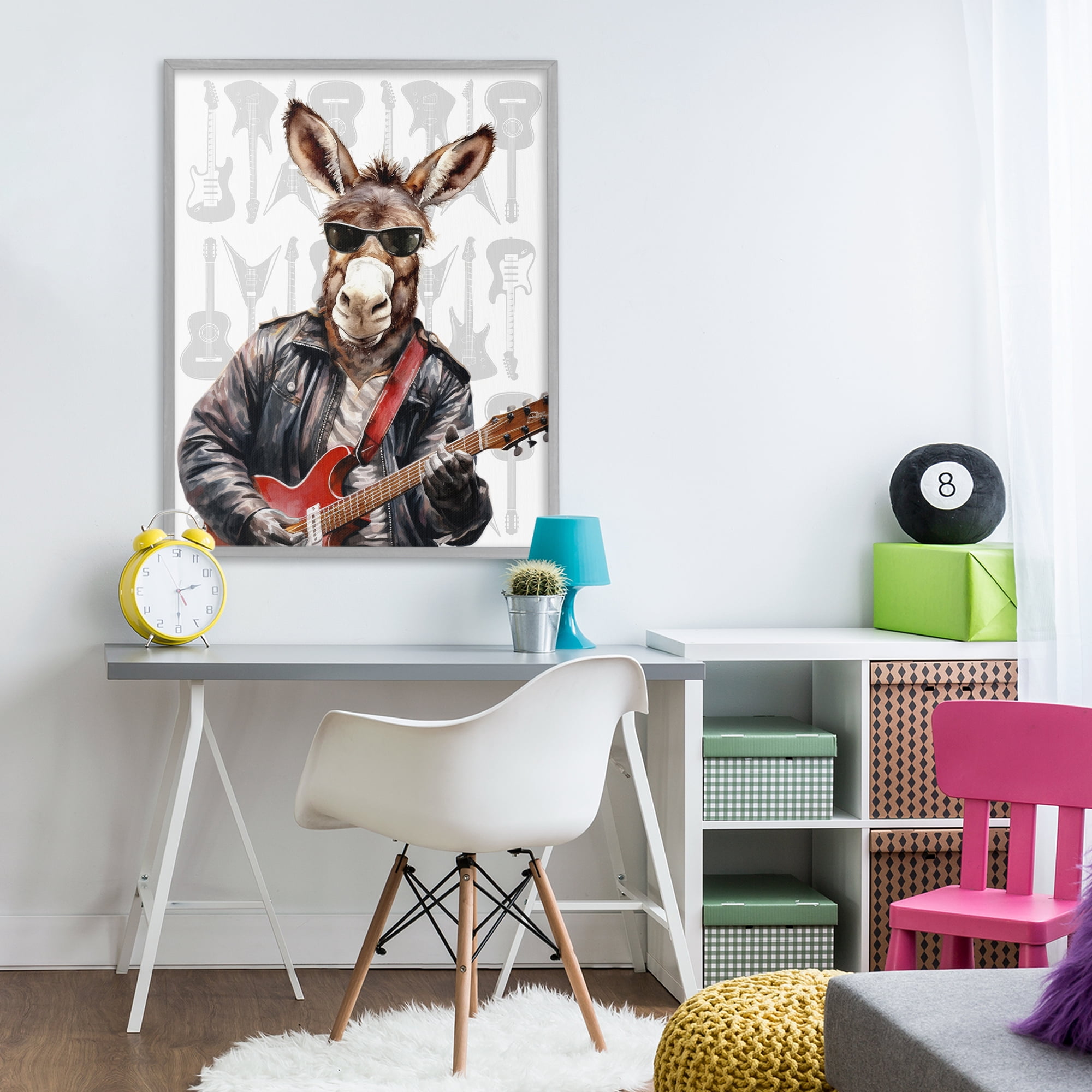 Stupell Industries Performing Musician Donkey Gray Framed Giclee Art, design by CAD Designs