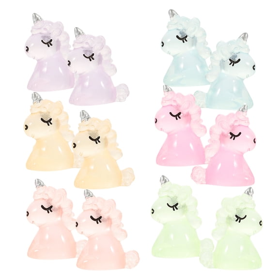 OUNONA 12Pcs Glow in The Dark Ornament Assorted Color Cute Figurines for Car and Home Decor