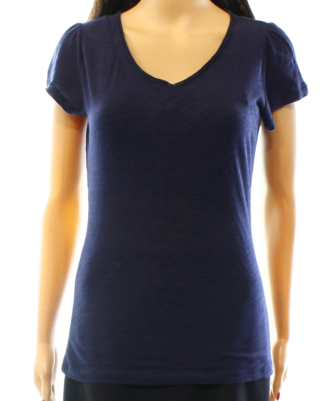 INC INC NEW Navy Blue Womens Size XS VNeck Stretch Burnout Tee T