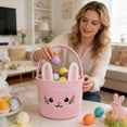 thumbnail image 4 of Beautynvta Easter Bunny Basket, Cute Bunny Woven Basket with Handle, Easter Gifts Basket Egg Hunt Baskets, Holiday Decorative Storage Basket, 4 of 7