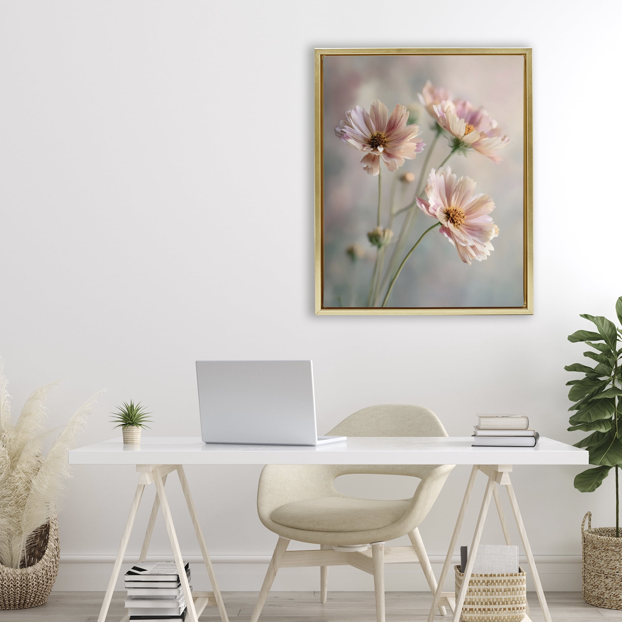 Stupell Industries Pink Daisies Close Up Gold Framed Floater Canvas Wall Art, design by Franklyn Gregory