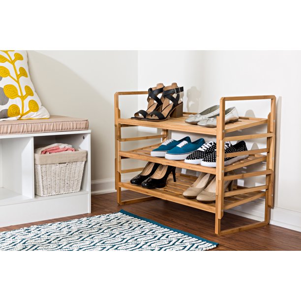Honey Can Do 3Tier Nesting Bamboo Shoe Rack