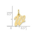 thumbnail image 2 of 11mm 10k Solid Yellow Gold Small Script Letter Name Personalized Monogram Initial W Charm Pendant Necklace for Women, 2 of 2