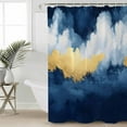 thumbnail image 2 of Extra Long Shower Curtain 72x84 Inch, Navy Blue Shower Curtain Waterproof Bathroom Decor Abstract Modern Oil Painting Art Fabric Bath Curtain Set Accessories with Hooks, 2 of 6