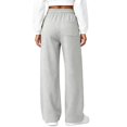 thumbnail image 4 of Sweatpants Women Solid Color Elastic Waist Wide Straight Leg Lightweight Casual Pants Fall Trousers with Pockets, 4 of 8