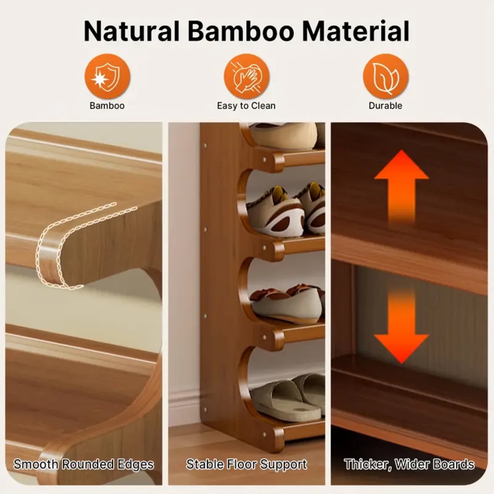 SAVALETOR Bamboo Shoe Rack,6 Tiers Shoe Racks,Vertical Shoe Rack Organizer,Multifunctional Front Door Shoe Rack,Wooden Stackable Shoe Storage Shelves,for Entryway,Hallway,Bedroom Hallway Closet