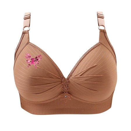 HomeDM Women s Wireless Bra Plus Size Full Coverage Non Padded Push Up Bra Comfort and Support Everyday Bras Khaki 4XL