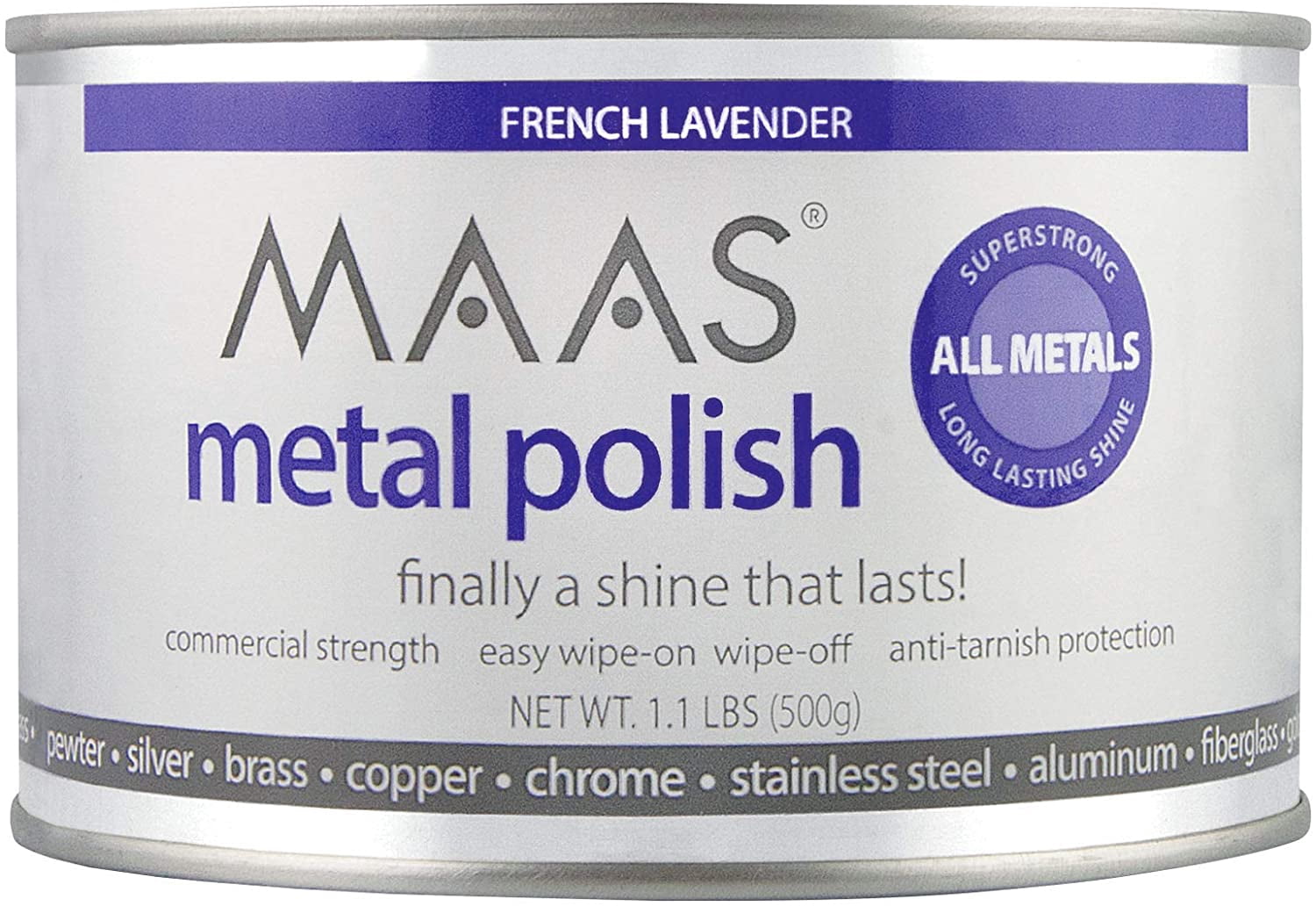 MAAS Metal Polish 1.1lb Can with Microfiber Cloth, Universal Metal Cleaner; Clean, Polish, and Protect Silver, Gold, Brass, Copper, Stainless Steel, and More