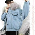 thumbnail image 6 of HTNBO Faux Fur Coat Women Winter Denim Jacket Thickened Rabbit Fur Lined Jean Jackets Removable Cropped Top Soft Coat, 6 of 6
