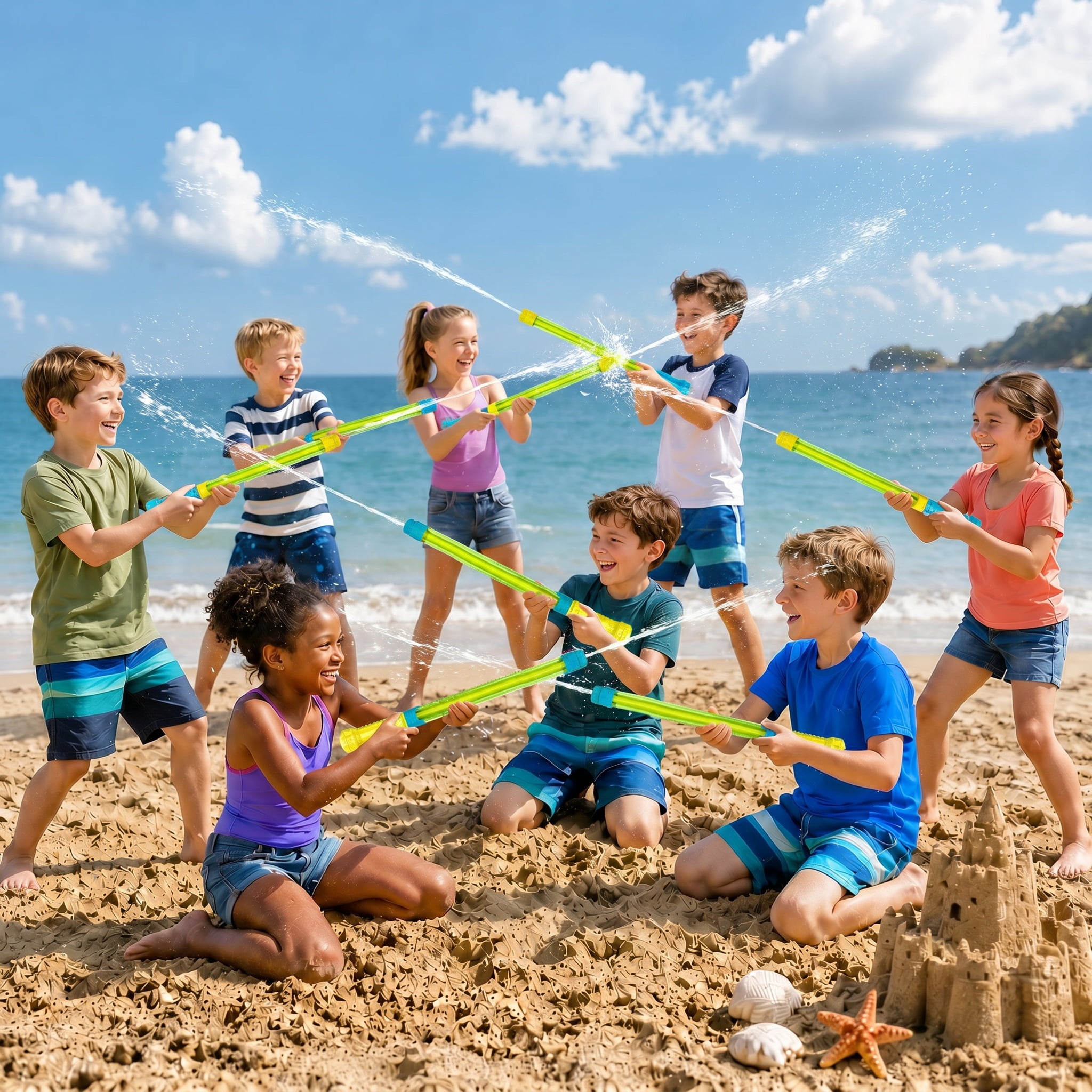 Lucky Doug 8 PCS Water Blaster Set – Summer Pool, Beach & Backyard Water Toys , Outdoor Game for All Ages