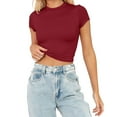 thumbnail image 2 of Women's Summer Short Sleeve Crop Top Casual Crewneck Slim Fit Basic Tee Shirt, 2 of 2