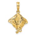 thumbnail image 3 of Auriga Fine Jewelry 10K Yellow Gold 2-D Stingray Charm for Women (L-14.8 mm, W-14.45 mm), 3 of 6