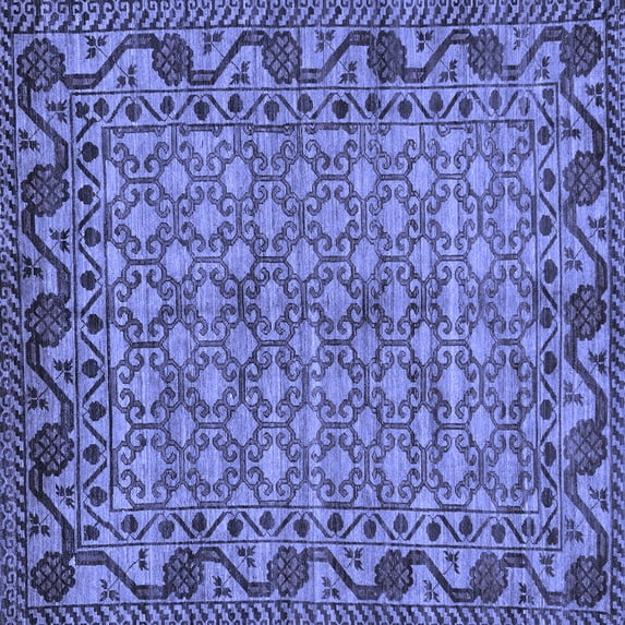 Ahgly Company Machine Washable Indoor Square Southwestern Blue Country Area Rugs, 7' Square