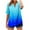 Blue, variant on Womens Summer Plus Size Tops 3/4 Sleeve Crew Neck Striped T-Shirts Casual Loose Trendy Lounge Basic Tees Clothes