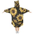 thumbnail image 2 of FORMRS Wearable Blanket Hoodie with Sleeves for Kids Cozy Flannel Sweatshirt, Black Sunflower Pattern, 2 of 7