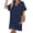 Dark Blue, variant on Swimsuit Coverup for Women Waffle Knit V Neck Short Sleeve Beach Coverup Dress with Pockets Dark Blue XL