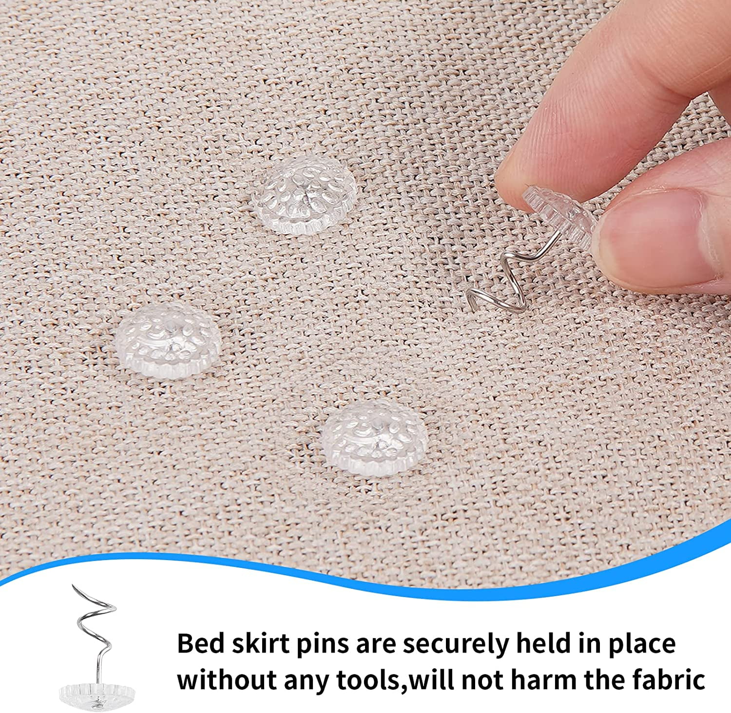 20 Upholstery Pins Bed Skirt Fabric Screws Twist Holders Headliner Tacks  Clear