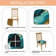 thumbnail image 4 of Teal Gold Marble Seat Covers for Dining Room Chairs Set Of 4,Stretch Printed Washable Chair Seat Cover with Elastic Ties and Button,Removable Waterproof Couch Cushion Covers, 4 of 6