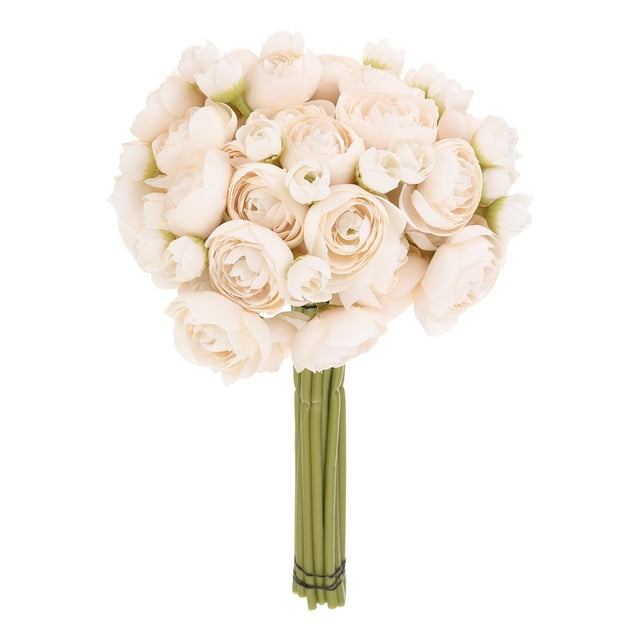 Artificial Ranunculus Flowers, 18pcs Pale Pink Faux Silk Flower for Bouquet Home Wedding Centerpieces