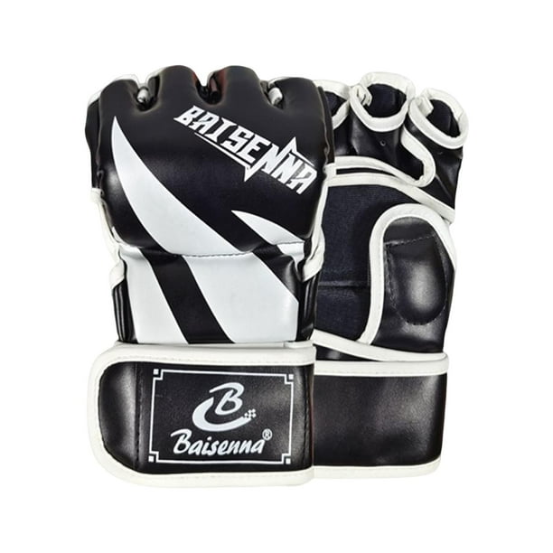 Guantes mma medio palma abierta artes marciales guante de lucha equipo de protección hombres Blanco negro Zulema Guantes de boxeo