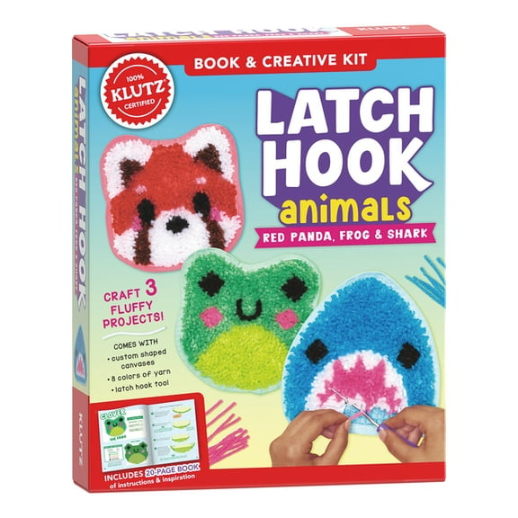Latch Hook Animals: Red Panda, Frog & Shark, (Paperback)