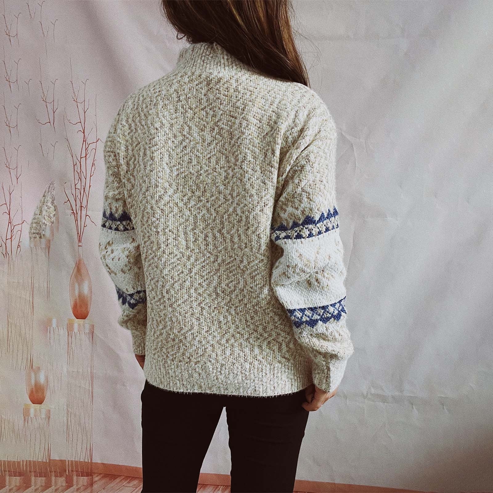 Pull Noël Femme UniExcosm - Motifs Wapitis Et Flocons - Taille S à XXL - Viscose/PBT/Nylon - Cadeau Fêtes