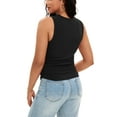 thumbnail image 3 of ATHLECHIC Women's Ruched Summer Ribbed Crew Neck Sleeveless Shirts S Black, 3 of 5
