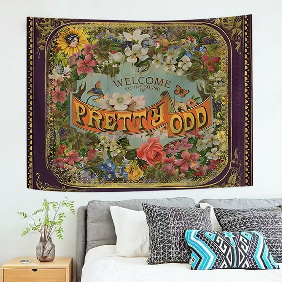 Pretty Odd Floral Tapestry - Pretty Odd Floral Design & Durable Polyester Wall Tapestry, Lightweight & Easy to Install, Perfect Themed Decor for Living Room, Bedroom, Office Room Decoration 59*51inch