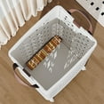 thumbnail image 5 of Foldable Dirty Clothes Basket with Wheels Large Capacity 17.71x15.35in Plastic Laundry Hamper Bathroom Storage Organizer Collapsible Laundry Basket White/Beige 3.18lb, 5 of 6