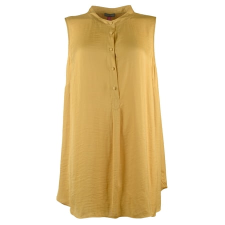 Women's Plus Rumple Satin Henley Tunic Top AS 1X