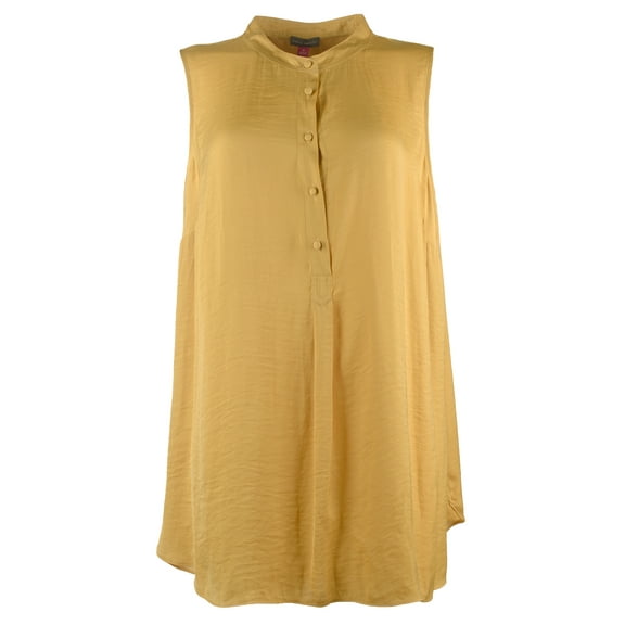 Women's Plus Rumple Satin Henley Tunic Top AS 2X