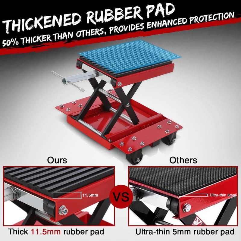 Towallmark 1200 LBS Motorcycle Lift Jack, Heavy Duty Scissor Jack Stand With Wheels, Wide Deck Thickened Rubber Pad, For ATV Dirt Bike Street Bike Cruiser