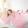 thumbnail image 3 of jejeloiu Chic Glitter Print Queen Comforter Set For Girls,Bow Theme Monogrammed Alphabet I Bedding Comforter Set For Kids,Pink Reversible,3-Piece, 3 of 7