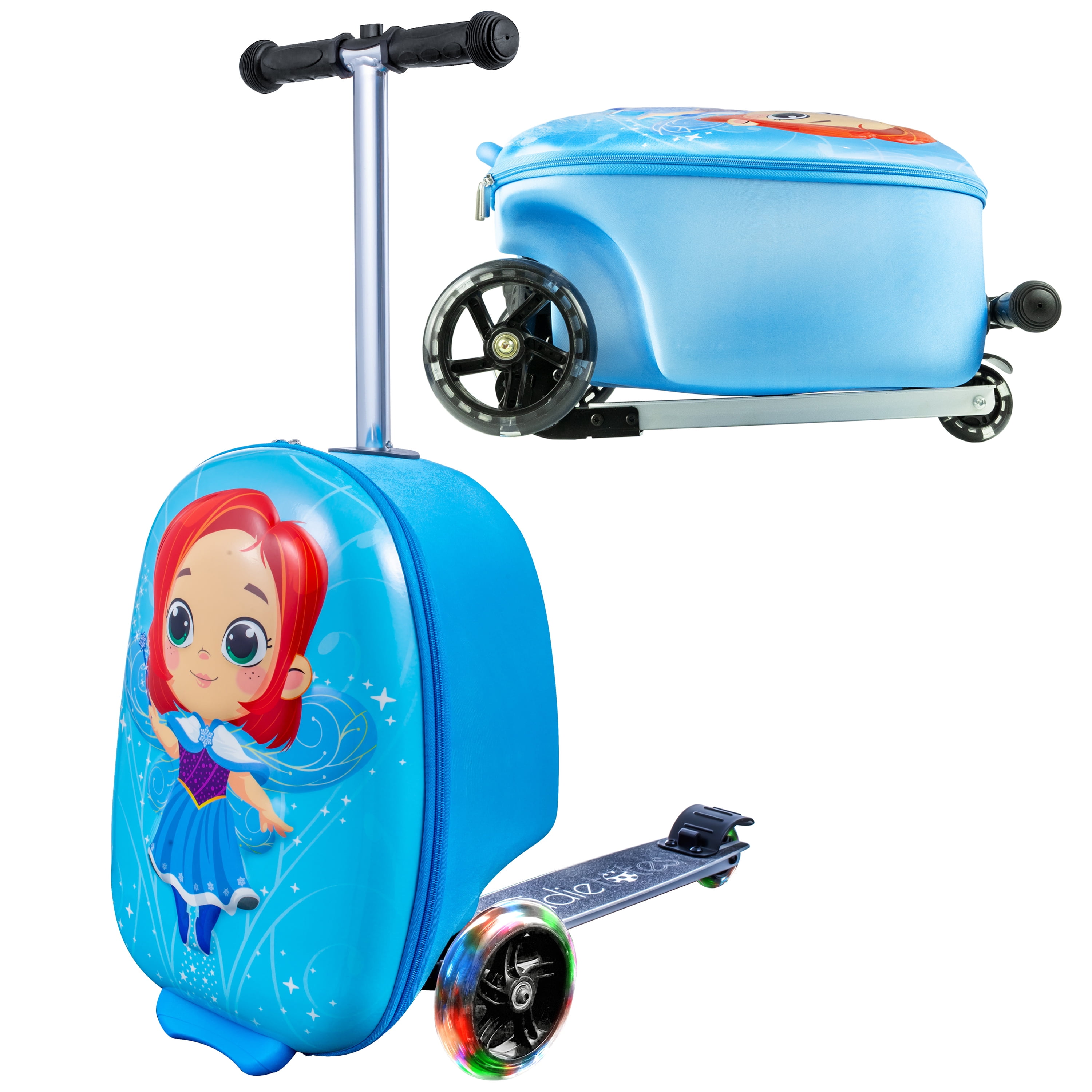 Forkludret glans Rund Kiddietotes Fairy 3D Hard Shell Scooter Ride On Suitcase Luggage for Kids -  Light Up Wheels - 19.5" Hardcase - Walmart.com