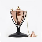 Legends Direct Amsterdam Premium Metal Tabletop Cone Torches for Outdoor, Tall- Tiki Style /w Snuffer, Fiberglass Wick & Large 32oz Oil Lamp - Outdoor Decorations for Patio (Hammered Copper)