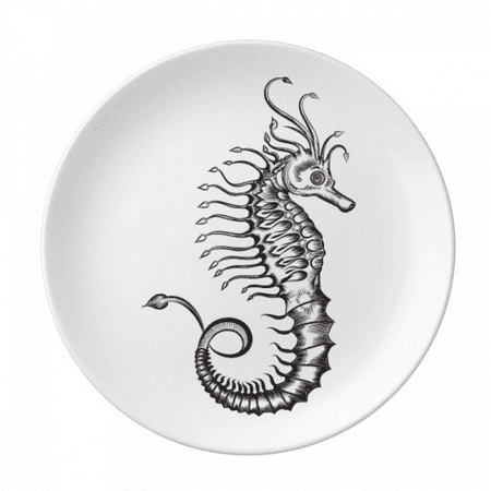 

Hippocampus Marine Life Illustration Plate Decorative Porcelain Salver Tableware Dinner Dish