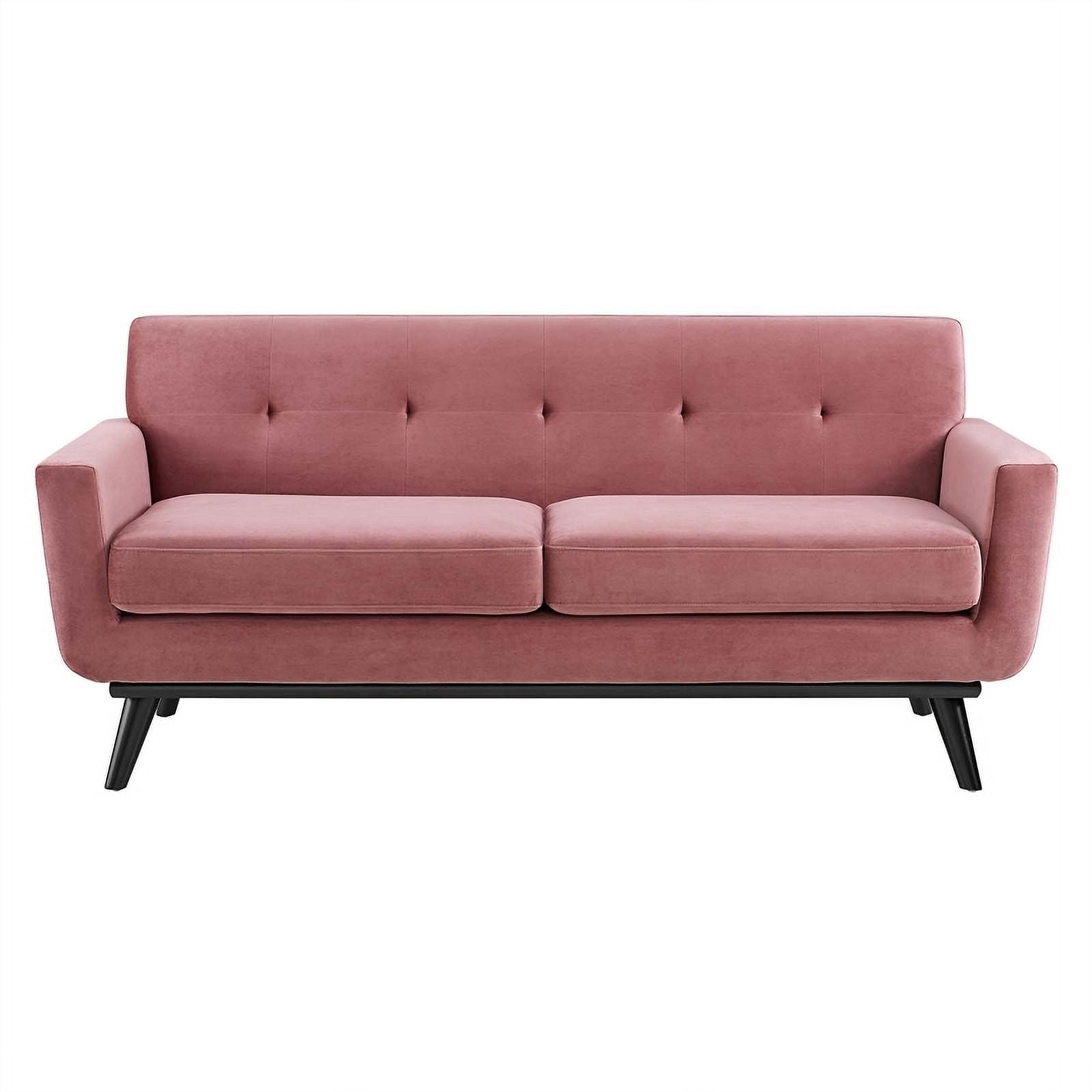 Modway Engage Modern Tufted Back Performance Velvet Loveseat in Dusty Rose