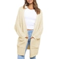 thumbnail image 2 of Yuemengxuan Women Simple Loose Style Knitted Coat, Solid Color Cardigan with Pockets, 2 of 6