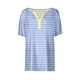 thumbnail image 5 of Camiseta de Manga Corta para las Mujeres con Cuello en V de Impresión de Rayas con Botón, Blusa Casual para el Hogar Y Diario, 5 of 5