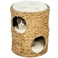 thumbnail image 1 of 2-Storey Cat Condo Barrel, Small Cat Tree Tower with Cushions, Light Brown, 1 of 10