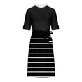 thumbnail image 6 of Weiqiqre Plus Size Dresses Flowy Short Sleeve Empire Waist Summer Crewneck Midi Length Fashion Belted Sundresses for Women, 6 of 6