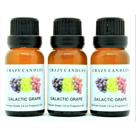 Crazy Candles Galactic Grape 3 Bottles 1/2oz Each (15ml) Premium Grade Scented Fragrance Oil Made in USA