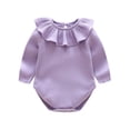 thumbnail image 2 of 2025 Baby Boys Girls Romper Spring Fall Solid Color Jumpsuit Ribbed Cotton Long Sleeves Jumpsuit Purple, 2 of 5
