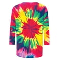 thumbnail image 4 of CYMMPU Blouses for Women Dressy Casual Round Neck Tie Dye Tunic Tops Fall Trendy Shirts 3/4 Sleeve Spring Tops Loose Fit Ombre T-Shirts Multicolor M, 4 of 5