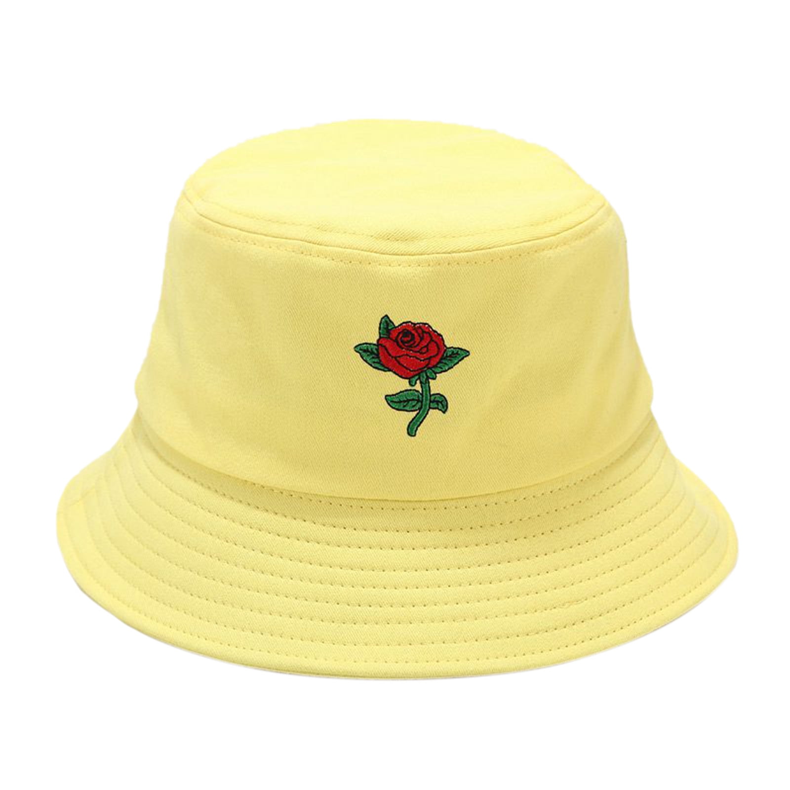 Stylish Rose Embroidery Bucket Hat 