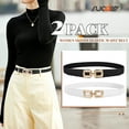 thumbnail image 2 of SUOSDEY Skinny Elastic Belts for Women Thin Stretch Belt Dress Belt 2 Pack,Black+White, 2 of 7